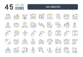 Set of linear icons of Gas Industry vector