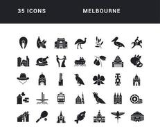 Set of simple icons of Melbourne vector