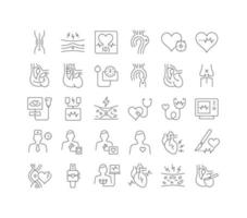conjunto de iconos lineales de cardiología vector