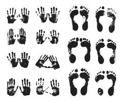 Set of Textured Handprints and Footprints vector