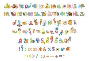 Alphabet and Numbers with Animals vector