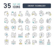 conjunto de iconos lineales de tecnología energética vector