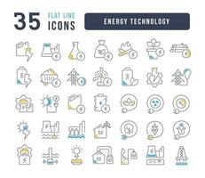 Set of linear icons of Energy Technology vector