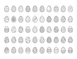 Easter egg set black and white coloring book outline vector illustration