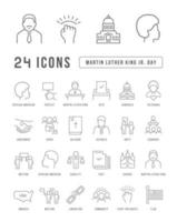 Set of linear icons of Martin Luther King Jr. Day vector