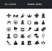 Set of simple icons of Mardi Gras vector