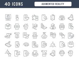 conjunto de iconos lineales de realidad aumentada vector