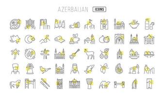 conjunto de iconos lineales de azerbaiyán vector