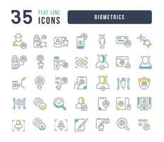 Set of linear icons of Biometrics vector