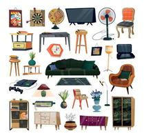 Set of Items for the Living Room vector