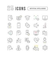 Set of linear icons of Artificial Intelligence vector