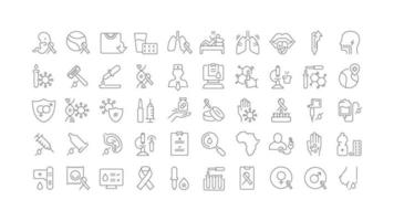 Set of linear icons of AIDS and HIV vector