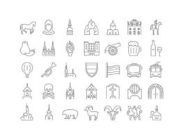 Set of linear icons of Brno vector