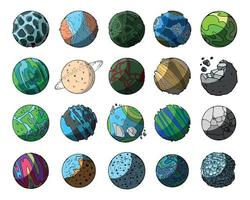 Set of Abstract Planets vector