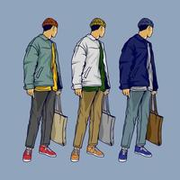 Line Art Fashion Street Illustration Vector