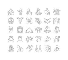 Set of linear icons of World Music Festivals vector