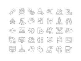 Set of linear icons of Foreign Language vector