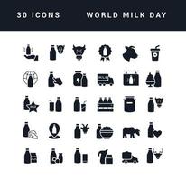 vector iconos simples del día mundial de la leche