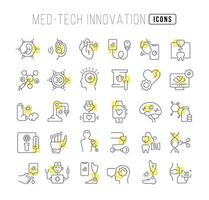 Set of linear icons of Med-Tech Innovation vector