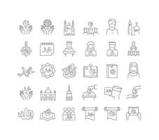 Set of linear icons of Mawlid vector