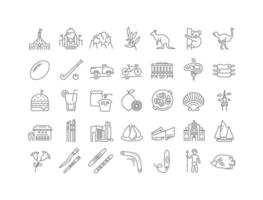 Set of linear icons of Canberra vector