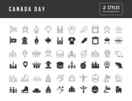 conjunto de iconos simples del día de canadá vector