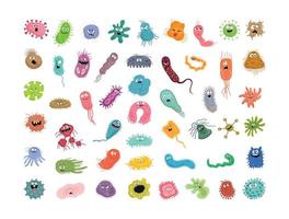conjunto de bacterias con emociones vector