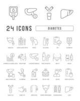 Set of linear icons of Diabetes vector