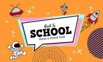 back to school banner with space cartoon icon. cute designs for kids vector