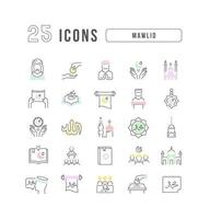 Set of linear icons of Mawlid vector