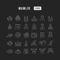 Set of linear icons of Mawlid vector