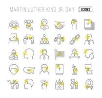 Set of linear icons of Martin Luther King Jr. Day vector