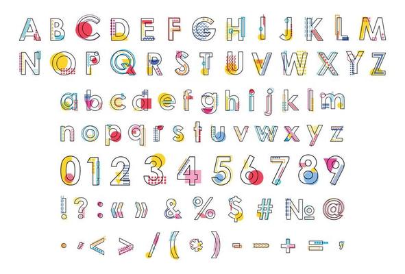 Linear Style Font with Geometric Elements