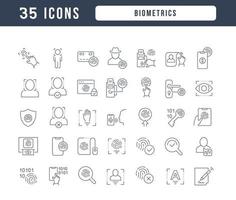 Set of linear icons of Biometrics vector