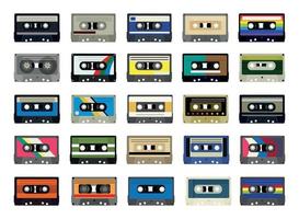 Set of Cassettes for Tape Recorder vector