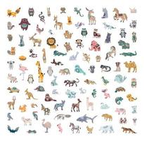 Set of Animals with Patterns vector