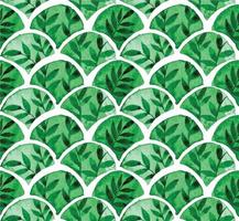 watercolor seamless pattern. green scales with abstract tropical leaves. vector