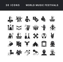 conjunto de iconos simples de festivales de música del mundo vector