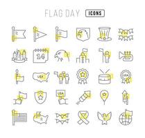 Vector Line Icons of Flag Day