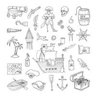 ilustraciones de equipos piratas en estilo art ink vector