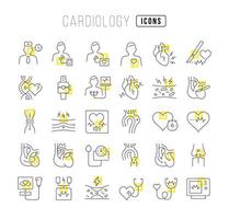 Set of linear icons of Cardiology vector