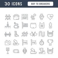 Set of linear icons of Bay to Breakers vector