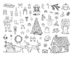 Christmas Illustrations in Art Ink Style vector