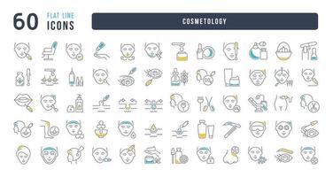 Set of linear icons of Cosmetology vector