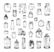 ilustraciones de frascos de vidrio en estilo de tinta de arte vector