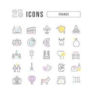 Set of linear icons of France vector