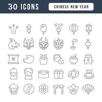 iconos de línea vectorial del año nuevo chino vector