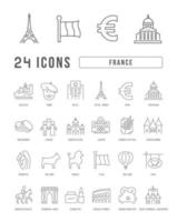 Set of linear icons of France vector