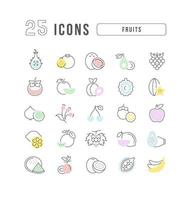 conjunto de iconos lineales de frutas vector