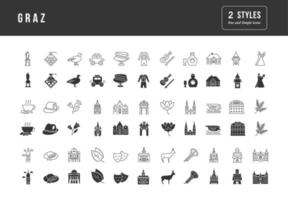 Set of simple icons of Graz vector